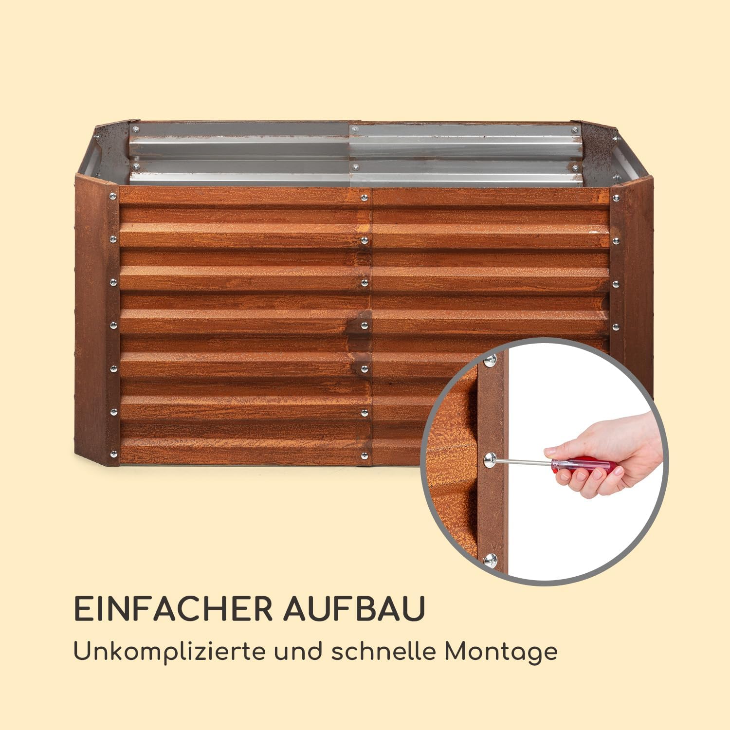 blumfeldt Rust Grow Hochbeet Gartenbeet, verzinktes Stahlblech, Materialstärke: 0,6 mm, einfache Montage, Rost-Finish, 120 x 60 x 60 cm (BxHxT), Rost