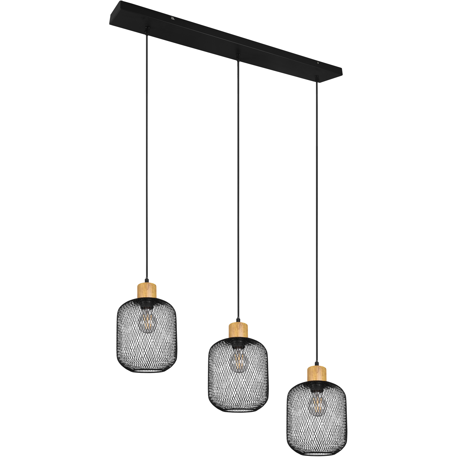 Pendelleuchte - schwarz - 3-flammig - 150 cm hoch