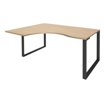 Bureau compact LOFTER - L180 cm - Retour à gauche - Plateau imitation chêne clair - pied Carbone - (pied de renfort obligatoire à rajouter - non inclus)