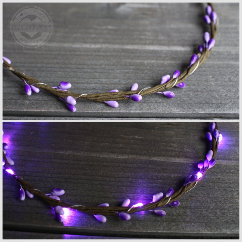 LED hoofdband Fairy - Purple blossom/Purple Led