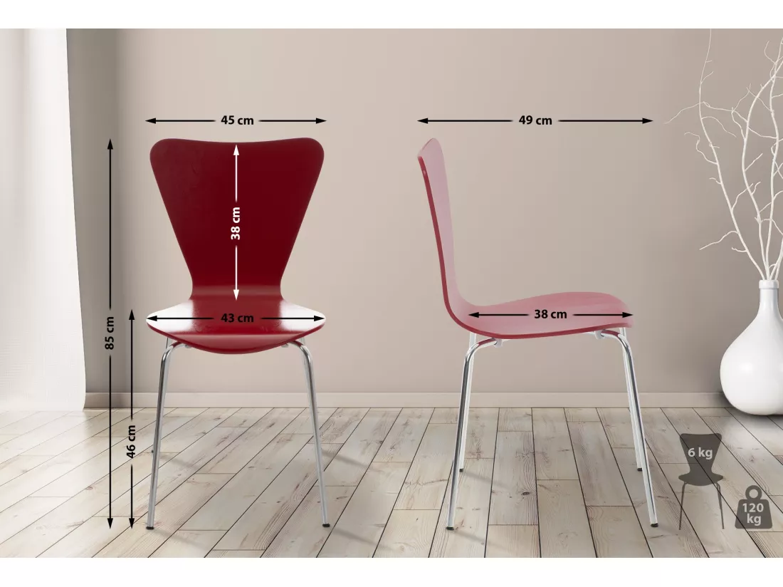 Lot de 8 Chaise de conférence - Bois & Nature - Rouge - Calisto