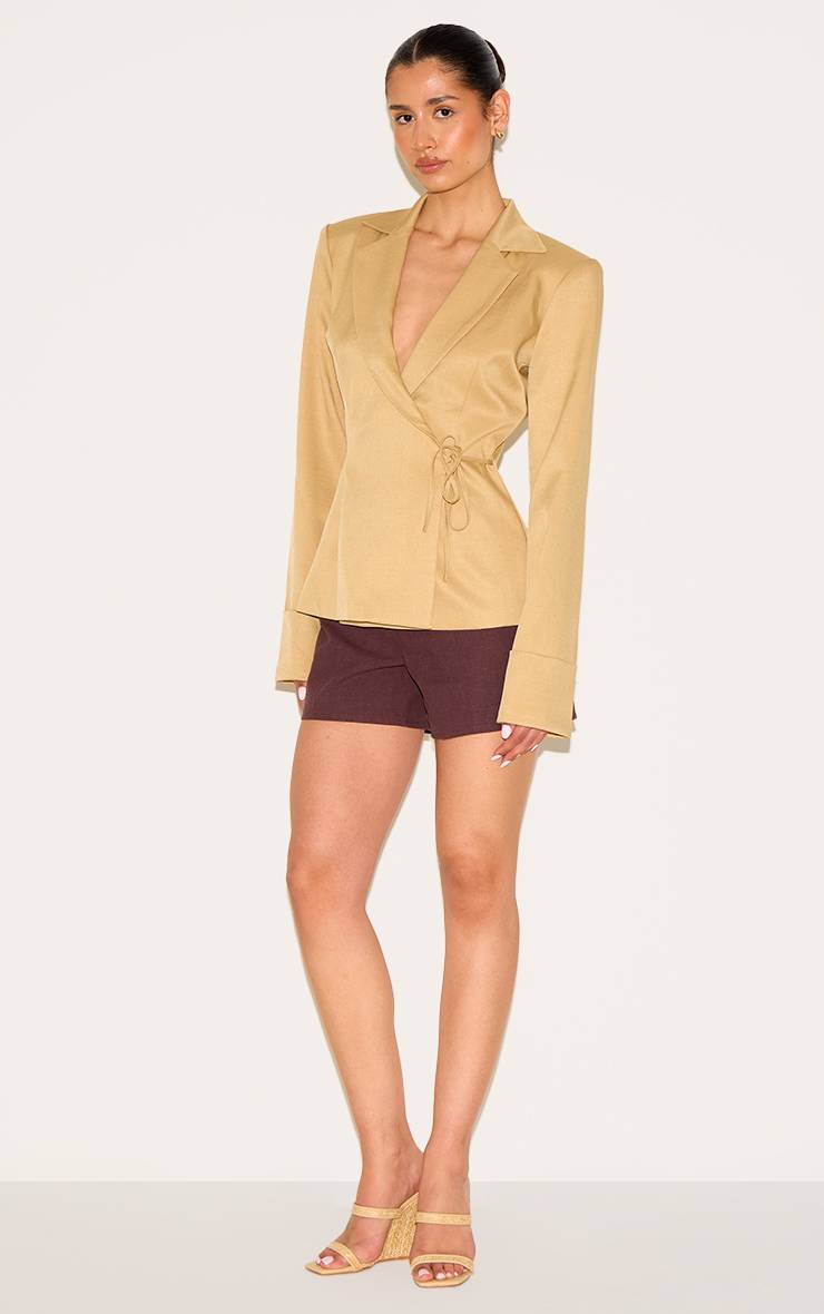 Taupe Blazer Tall Ultra Oversize À Liens Latéraux