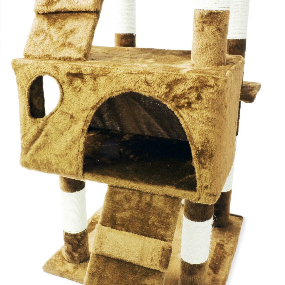 Arbre à chat 170 cm corde en sisal griffoir grattoir jeux plateforme beige