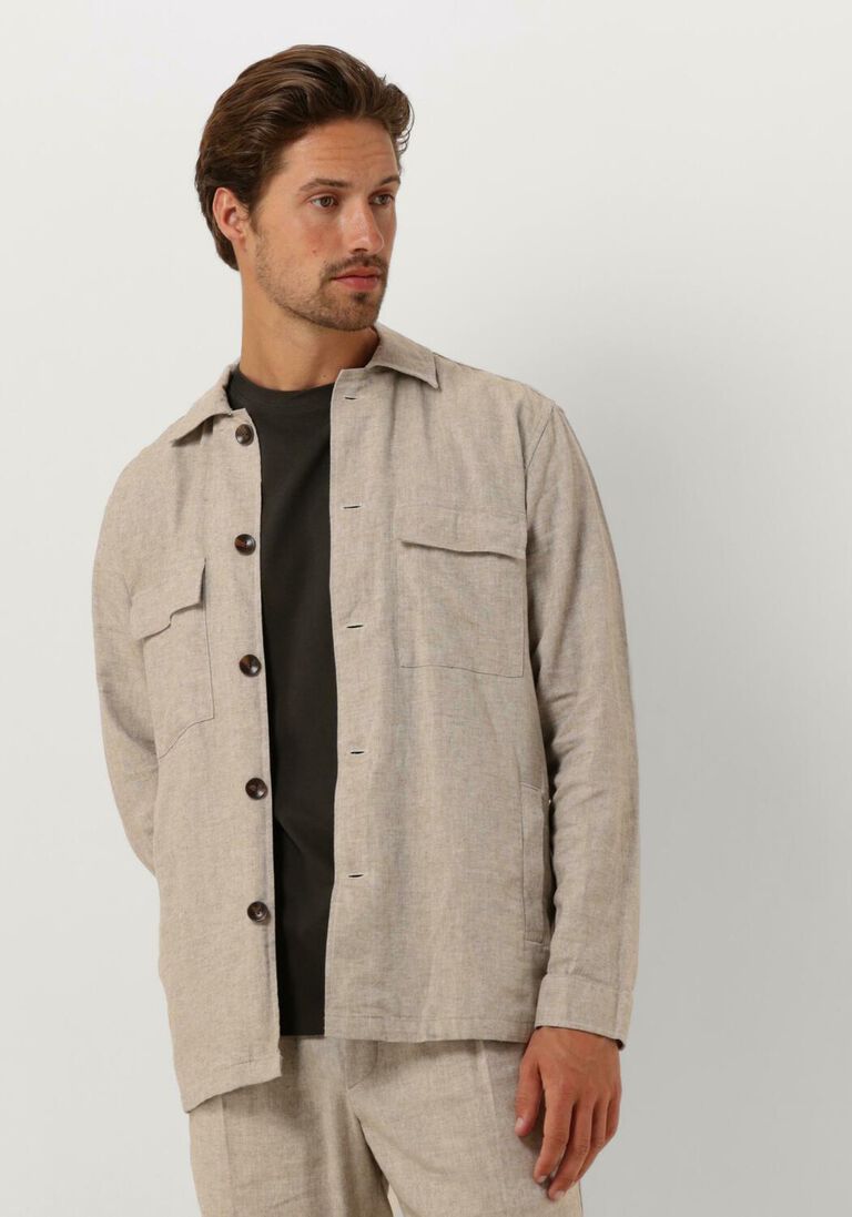 PROFUOMO beige profuomo  overshirt co/linen beige