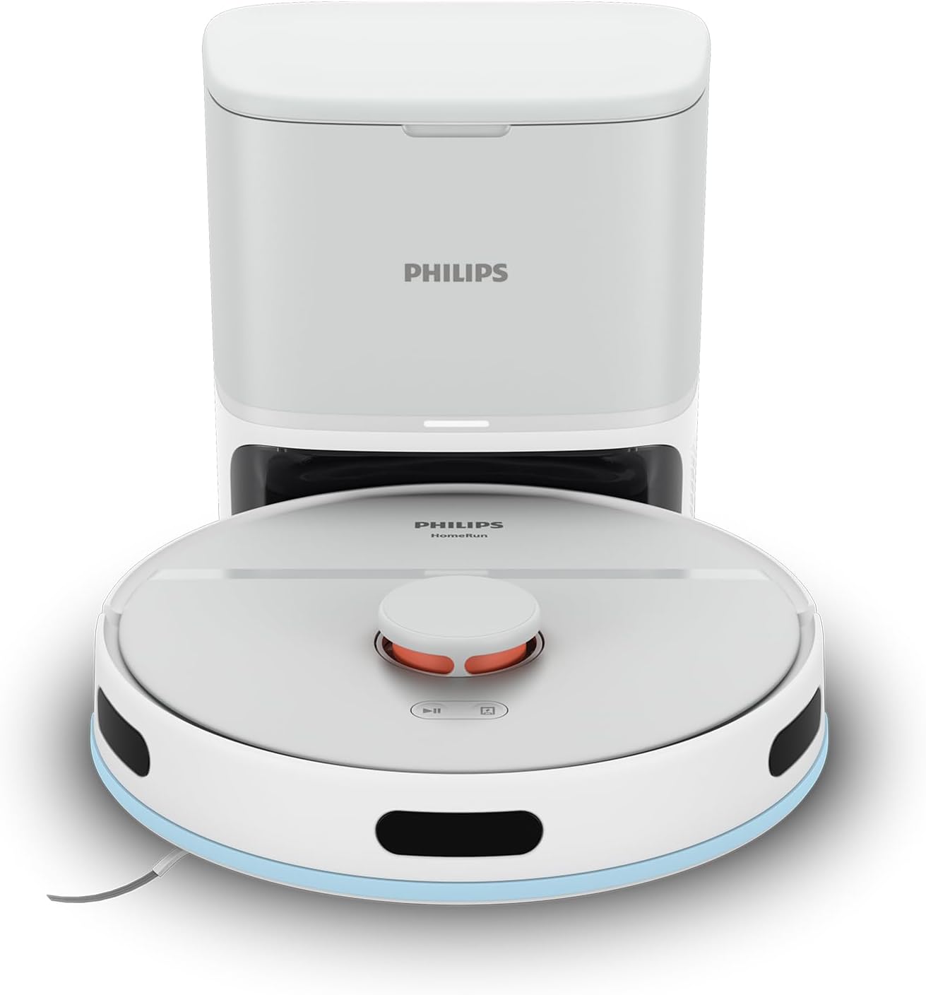 Philips Homerun Serie 2000: 2-in-1 Saug- und Wischroboter, 130 Minuten Laufzeit, Lasernavigation, Teppichboost, Absaugstation, App-gesteuert, Arktikweiß (XU2100/20)
