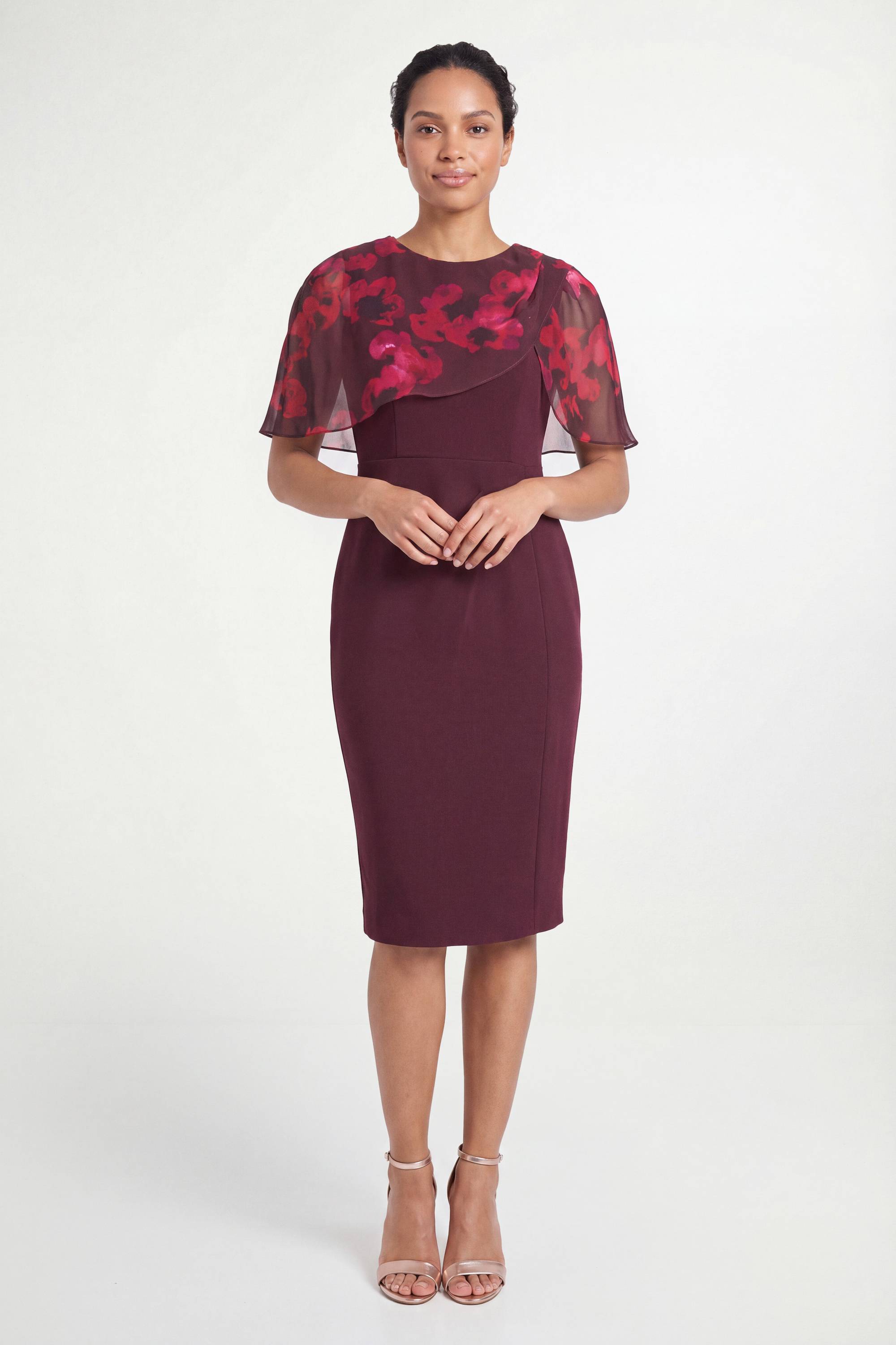 Wallis Robe Crayon Petite À Détail Cape Floral