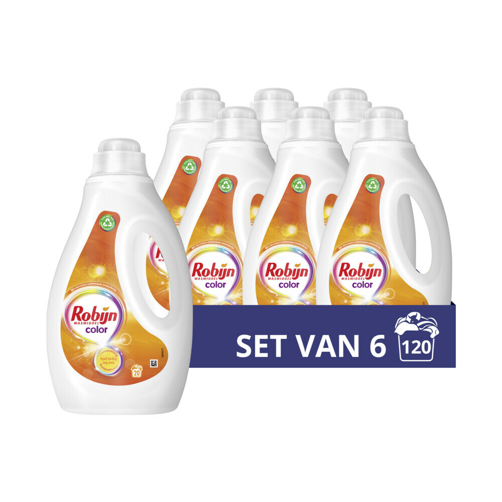 6x Robijn Vloeibaar Wasmiddel Color 20 Wasbeurten1 liter