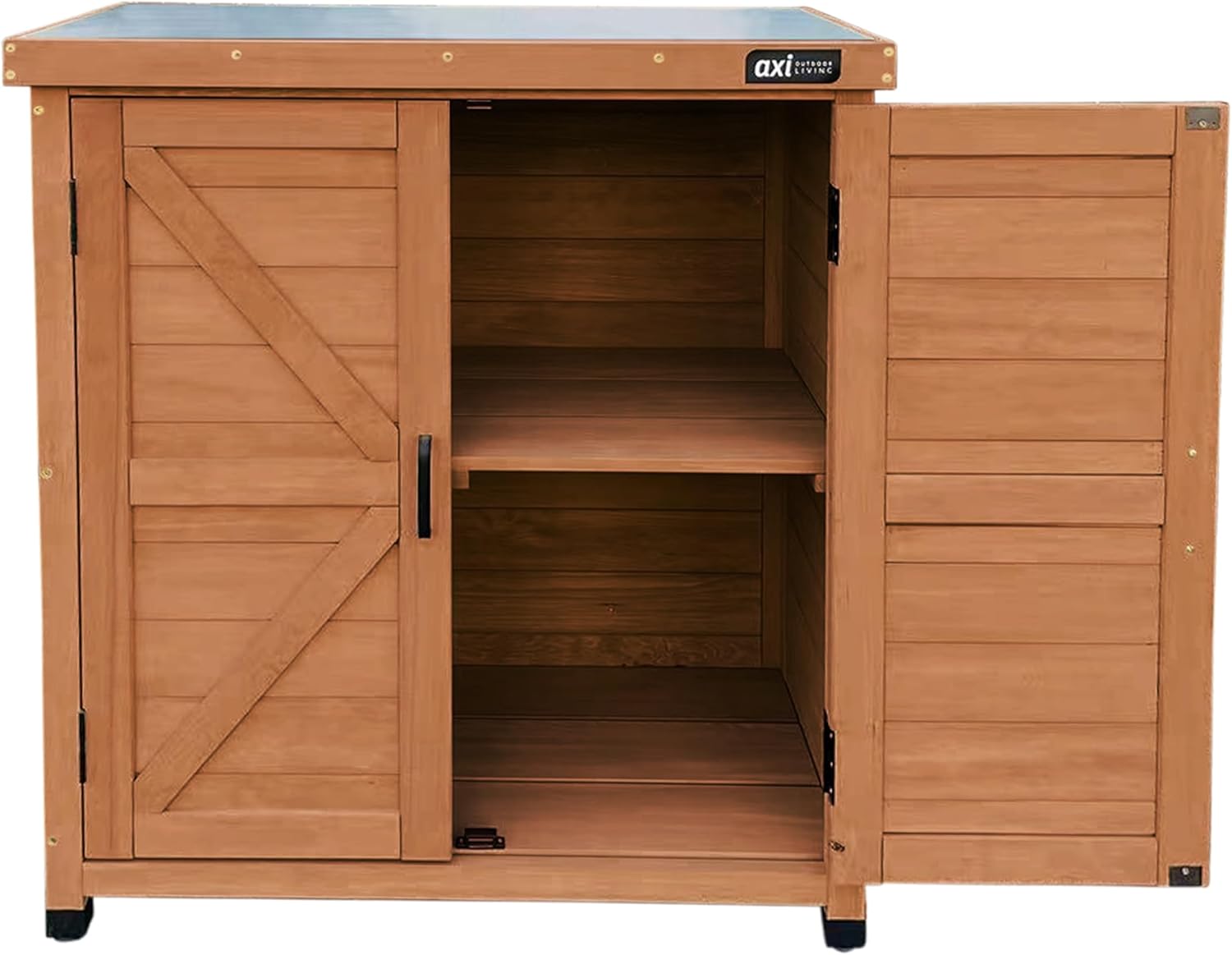 AXI Felix Gartenschrank aus Holz in Kaffeebraun | Geräteschrank/Geräteschuppen für den Garten mit Ablage | 80 x 45 x 93 cm