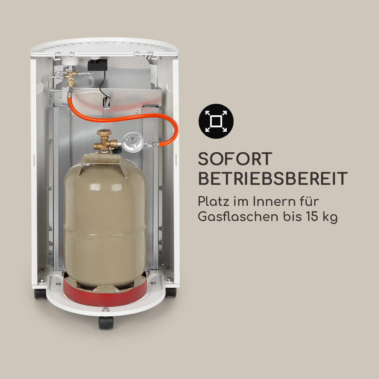 Bonaparte Fire Gasheizgerät 4200W elektr. Zündung Bodenrollen ODS-System