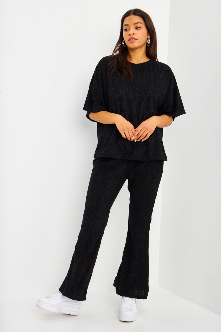 Ensemble 2 pièces t-shirt + pantalon loungewear noir