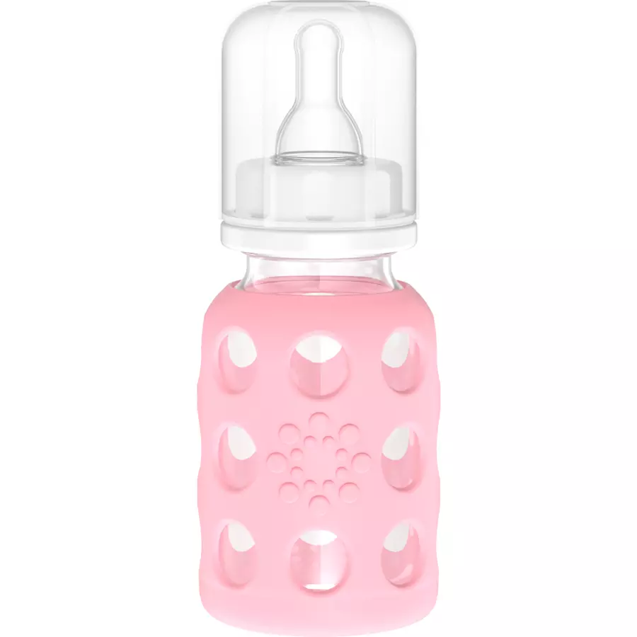 lifefactory Babyflasche aus Glas in pink, 120 ml
