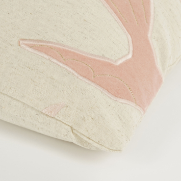 Sierkussen vogel licht roze - l55xb35xh10cm