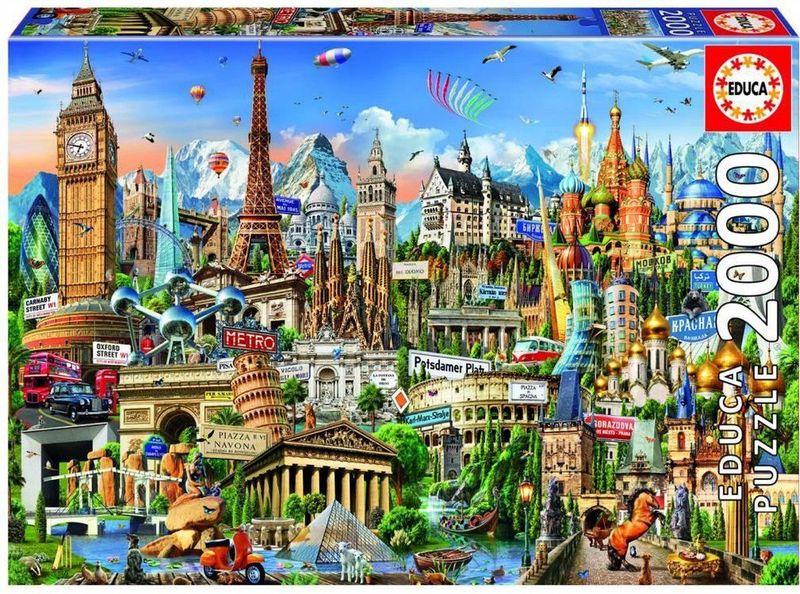 Educa - Wahrzeichen Europa - Puzzel - 2000 Stukjes - Gerecycled Karton