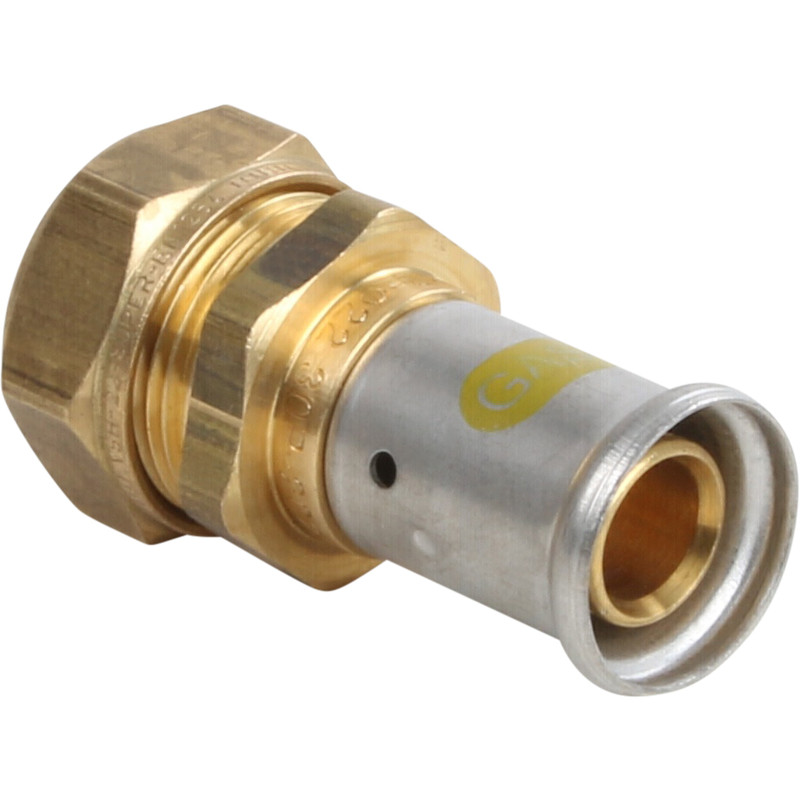 Henco pers gas koppeling knel messing 22x20mm