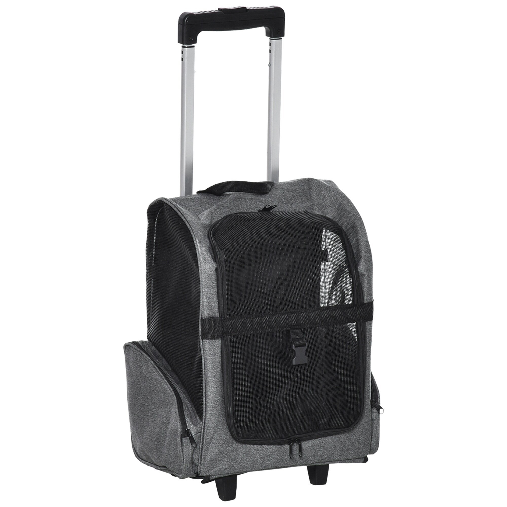 PawHut Hundetrolley 2 in 1 Rucksack grau 42cm x 25cm x 55cm
