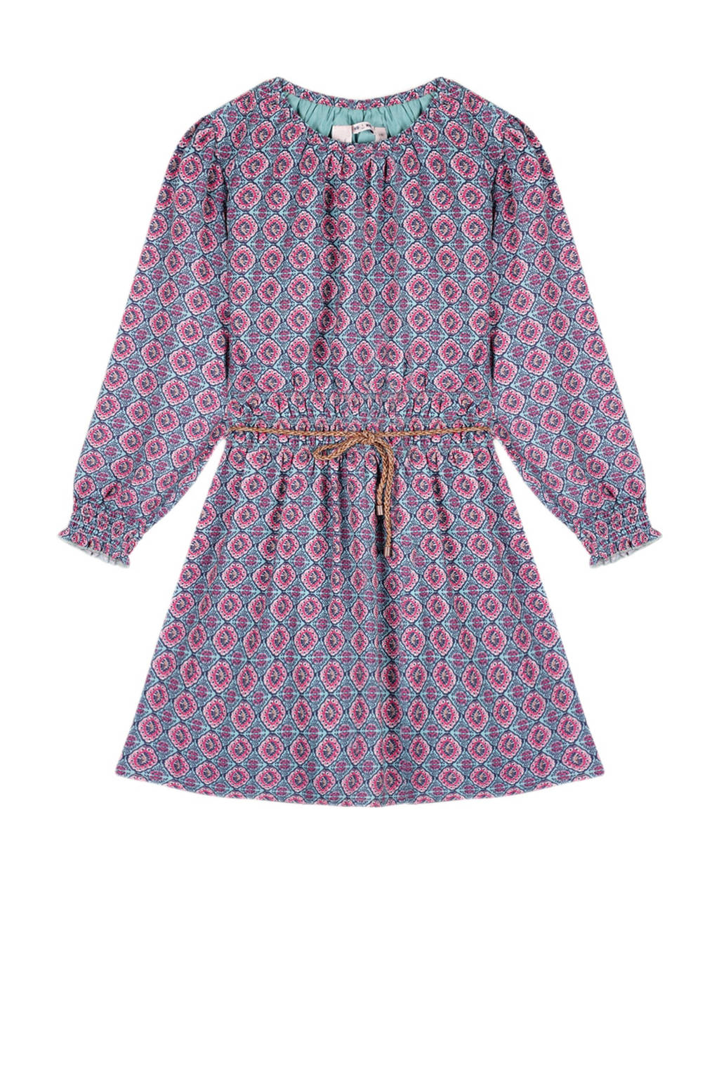 NONO jurk Mamai met all over print blauw/paars