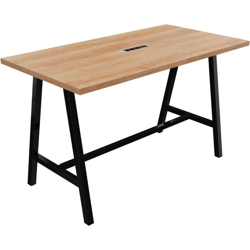 Table haute Synergy H 107 cm avec bloc électrique encastré 3 prises AC + 1 USB-A +1 USB-C