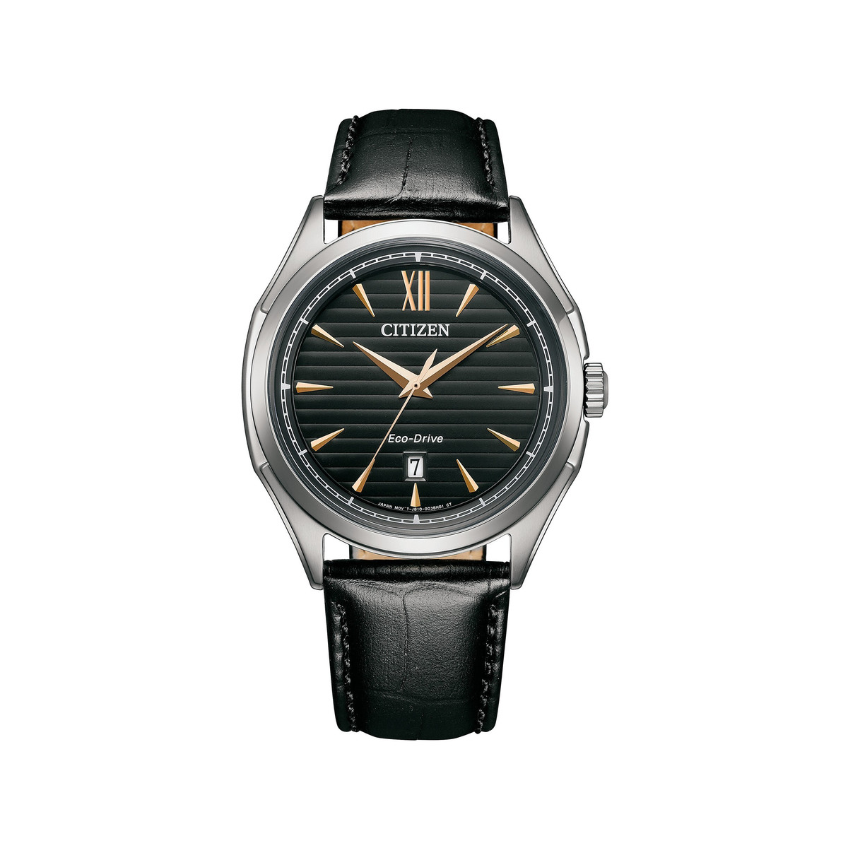 Montre CITIZEN platform classic homme eco-drive acier bracelet cuir noir