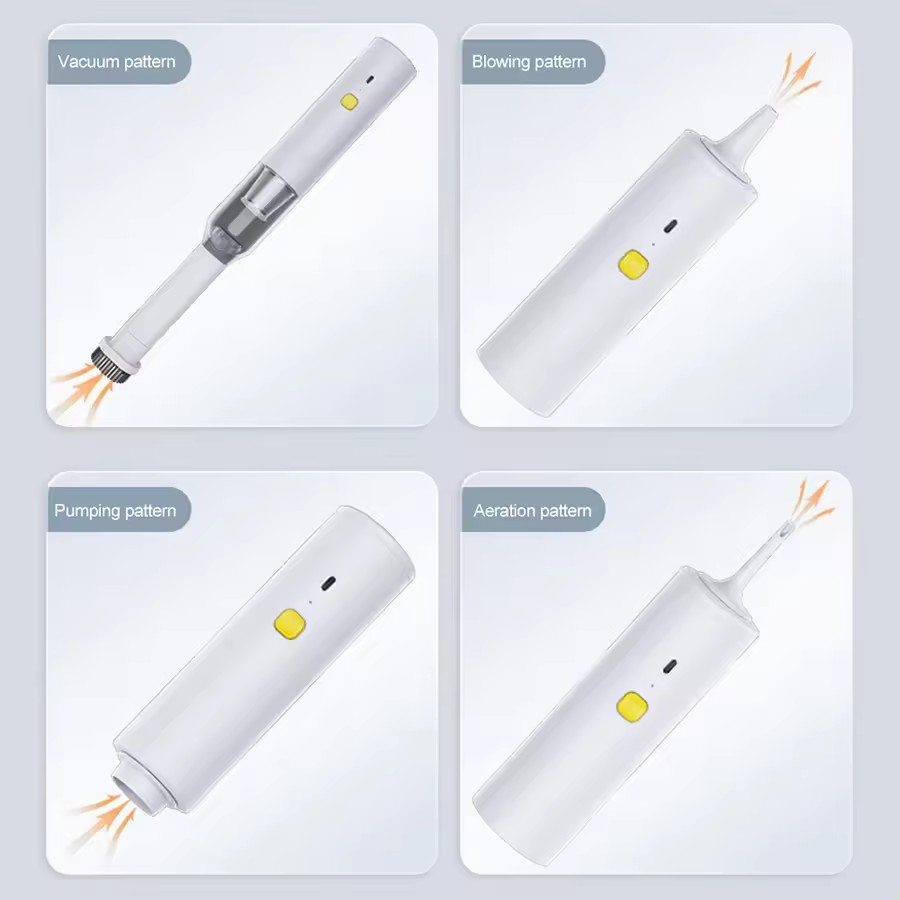 (120 Watt) 3in1 Kabelloser Akku Hand Staubsauger Gebläse mit Reinigungsaufsätzen   LED Beleuchtung für Haushalt / Auto - Weiss / Schwarz