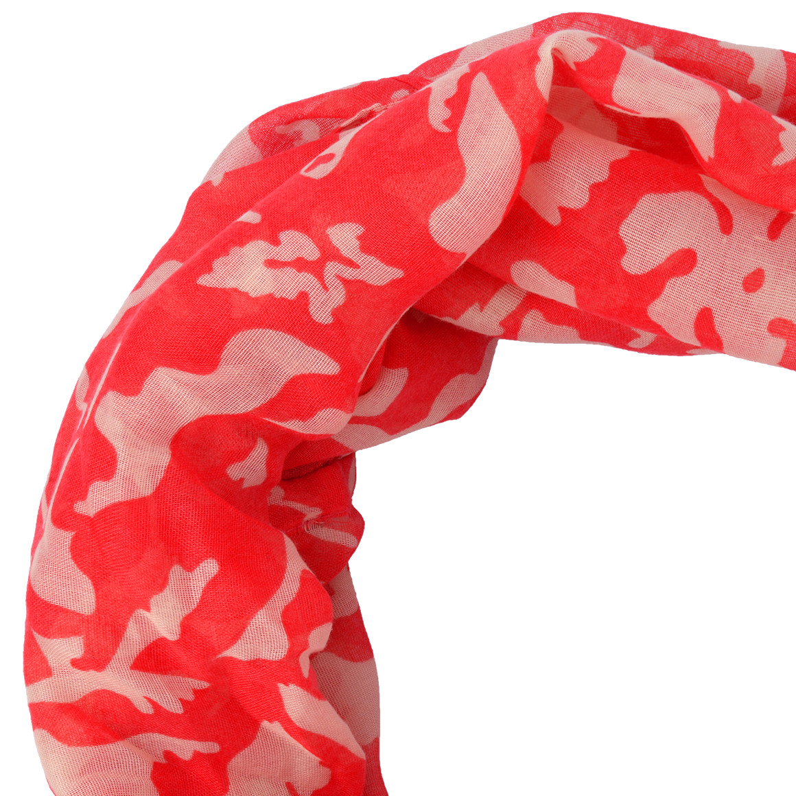 Gina Benotti Damen Rundschal mit floralem Muster rot / weiss