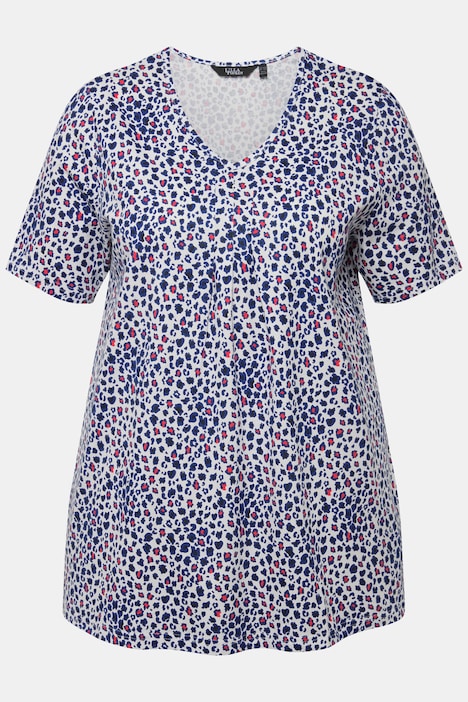 T-Shirt, Zierfalten, A-Linie, V-Ausschnitt, Halbarm