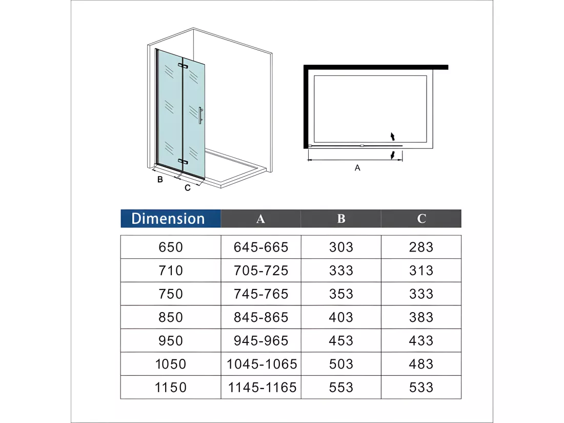 Paroi de douche pivotante 95x185cm paroi de douche à l'italienne pliante en verre 6mm anticalcaire, avec poignée en inox
