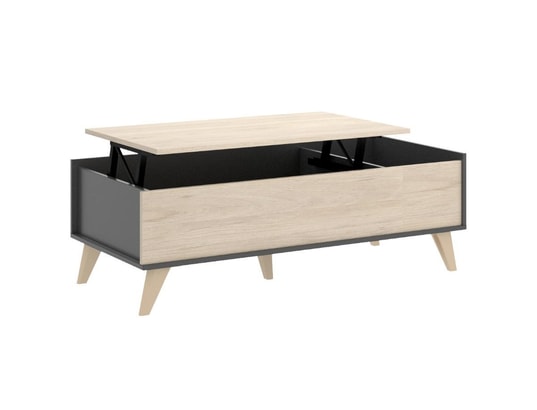 VENTE-UNIQUE - Table basse relevable kolyma - 1 niche - coloris : chêne & a...