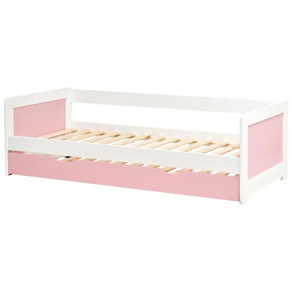 GRAVELINES - Onderschuifbed - Roze - 90 x 200 cm - Dennenhout