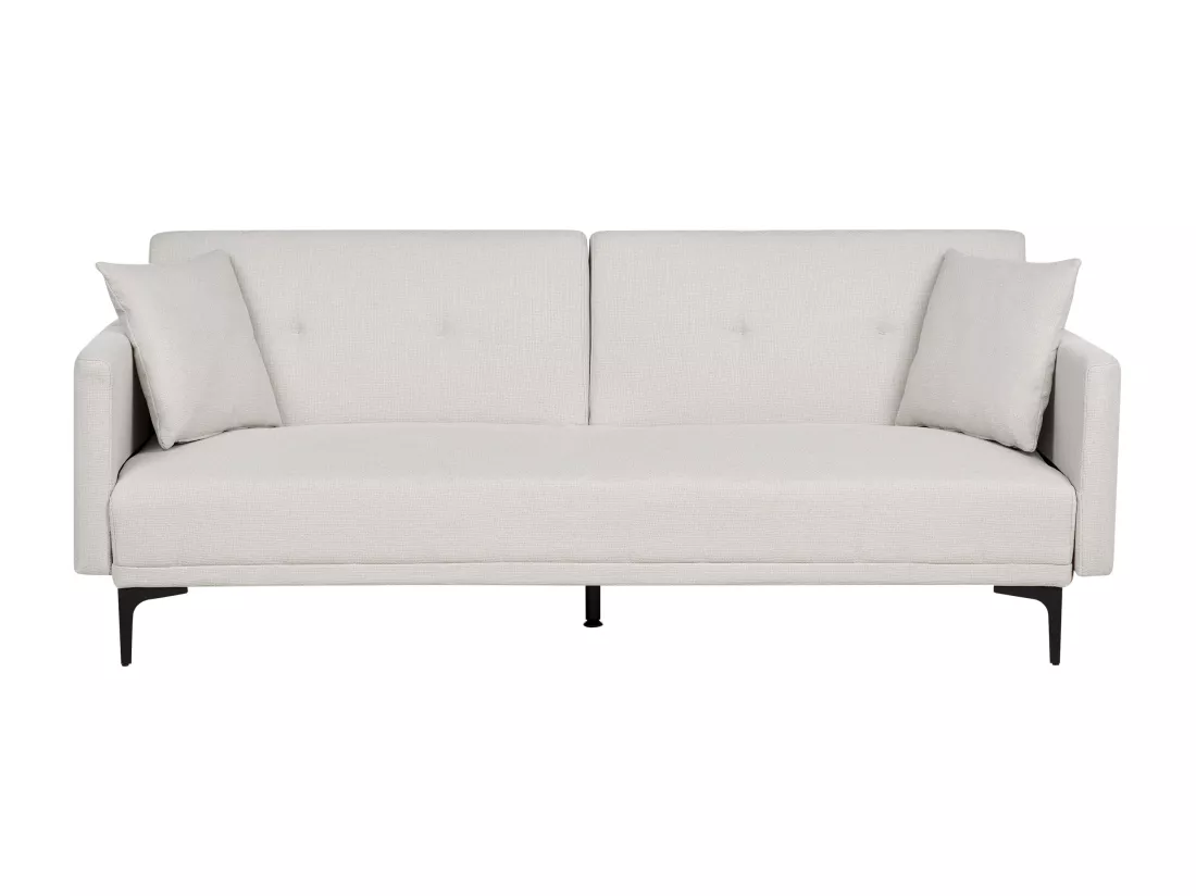 Canapé convertible 3 places en tissu beige clair LUCAN