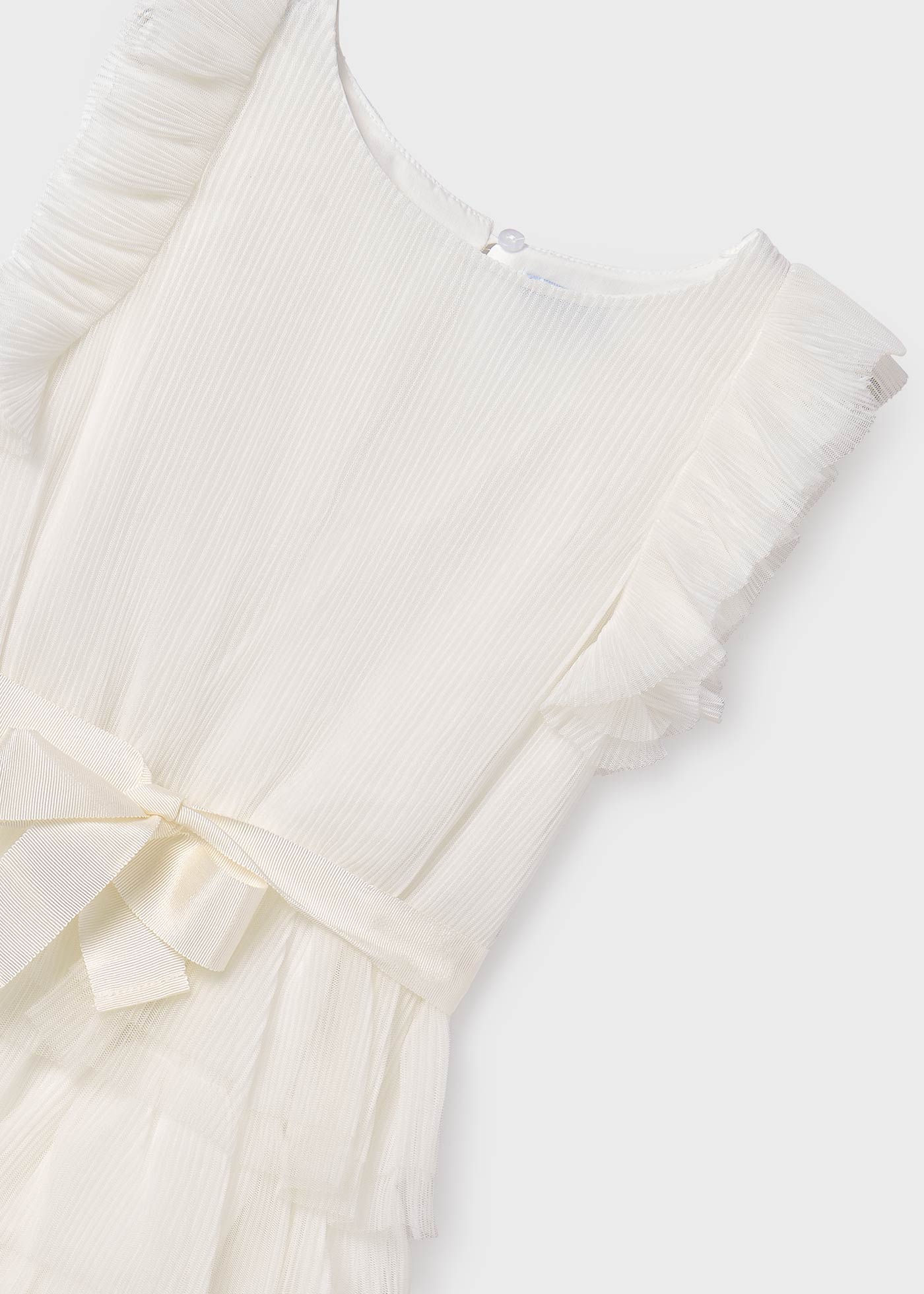 Vestido de tule cru com babados para meninas