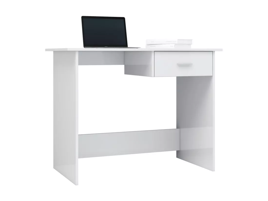 Bureau Blanc brillant 100x50x76 cm Bois d’ingénierie