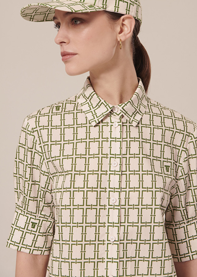 Chemise Cameronécrue à motif graphique en popeline