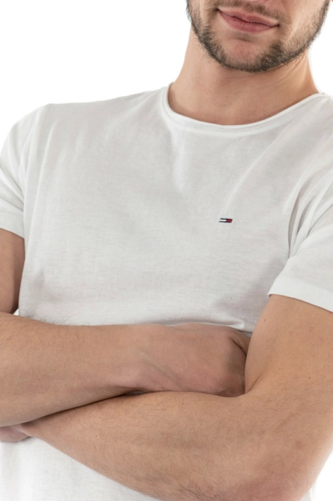 Tee shirt tommy jeans slim jaspe c neck ybr white