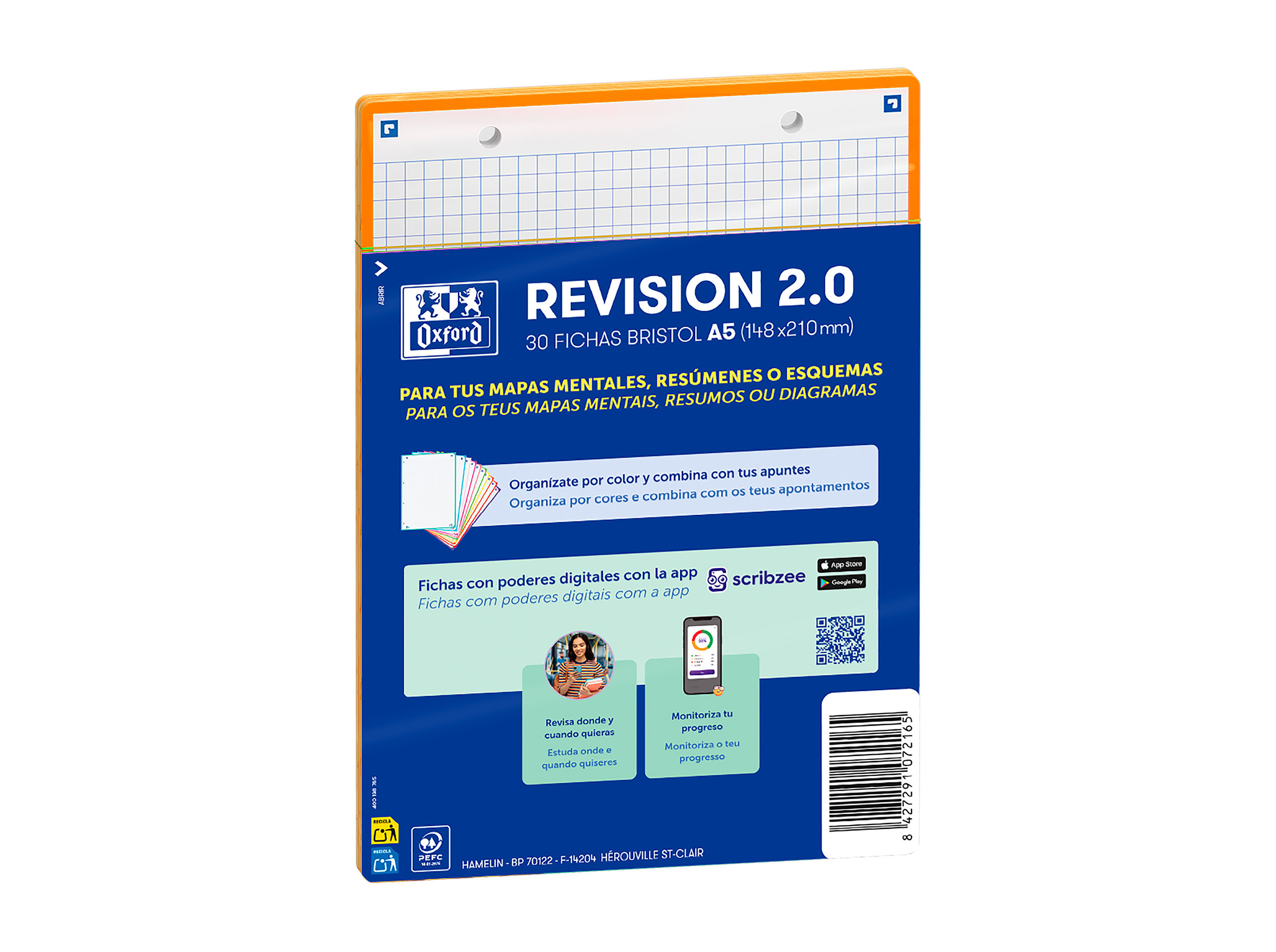 FLASHCARDS QUADRICULADOS OXFORD 2.0 A5 LARANJA 30 FOLHAS