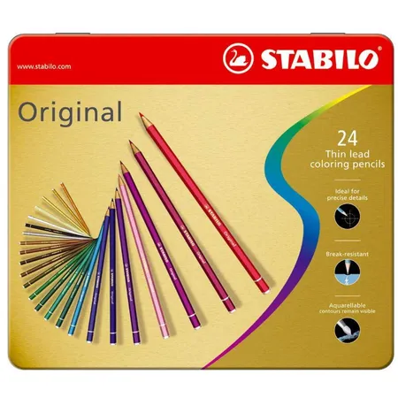 Premium-Buntstift - STABILO Original - 24er Metalletui - mit 24 verschiedenen Farben