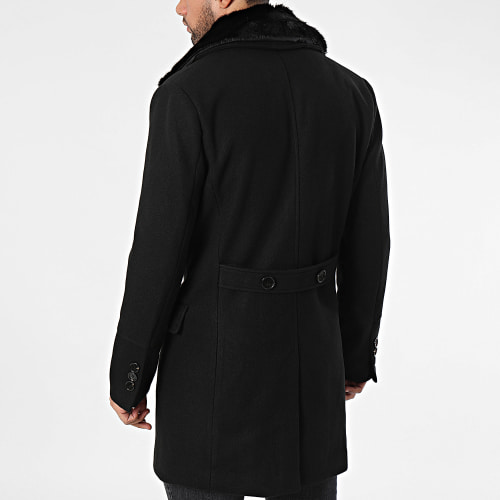 Manteau Col Fourrure Noir