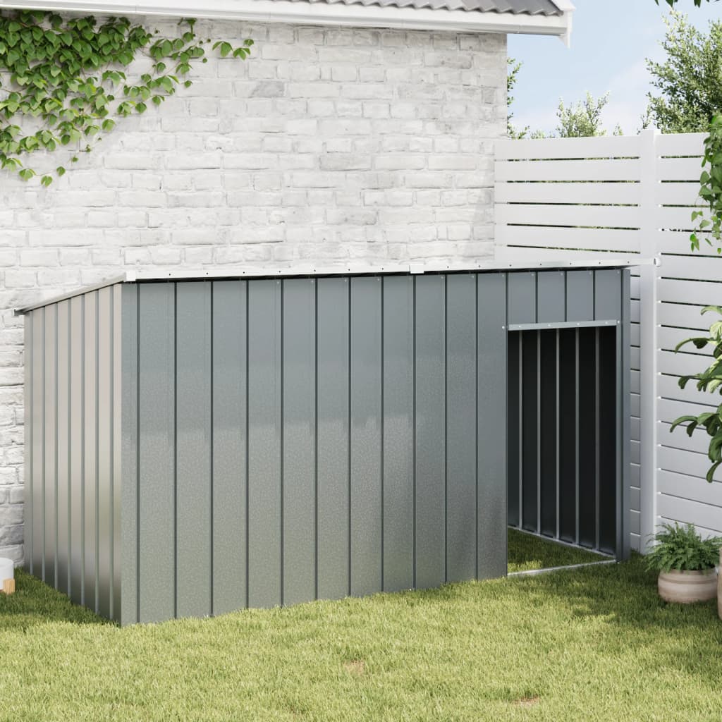 Canil vidaXL com cobertura, aço galvanizado, cinza, 153x91x110 cm