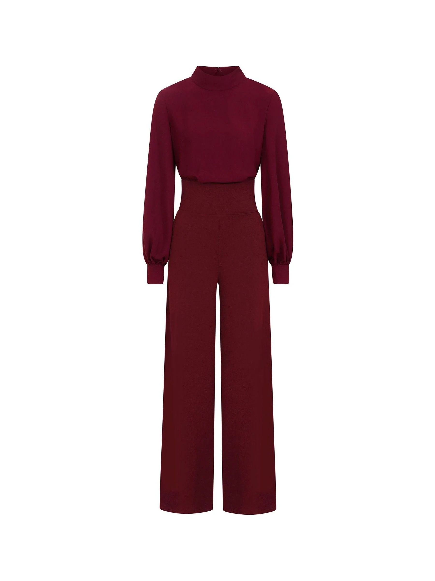 Rood - HotSquash jumpsuit met wijde pijpen en blousonmouwen
