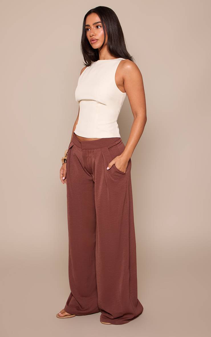 Deep Chocolate Pantalon Large À Double Pli En Tissu Fluide Petite