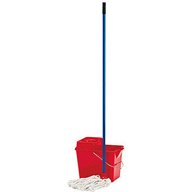 Ensemble balai espagnol complet seau 15l polypropylène essoreuse frange manche métallique