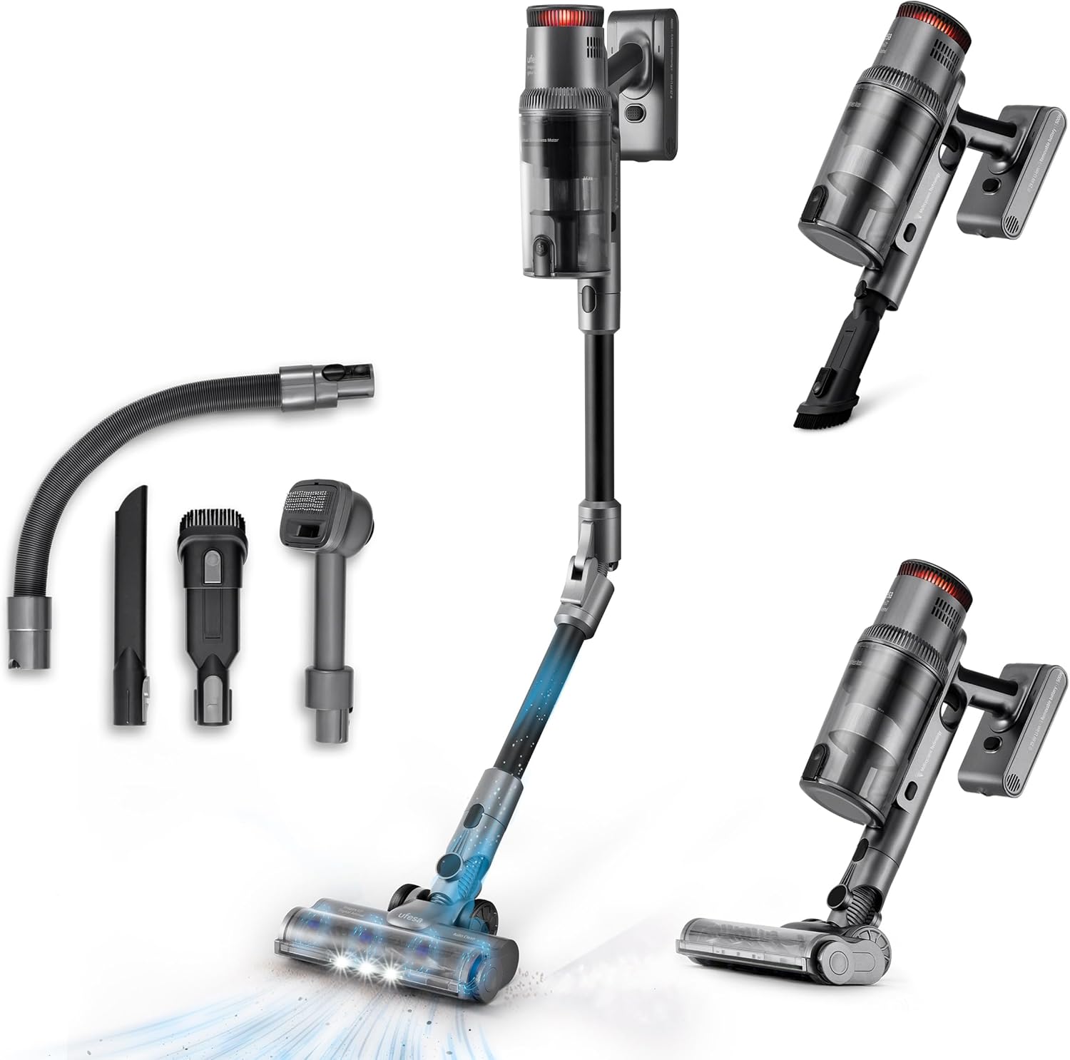Ufesa Z7 Digital Animal Akku Staubsauger, Selbstladender-Flexibler, 29.6V, LED Touchscreen, 26KPa, 500W, 80 min, Multi-Surface Brush mit Licht, 4 Modi, Zubehör Pets/ Tierhaare/Teppiche/Teppich/Auto