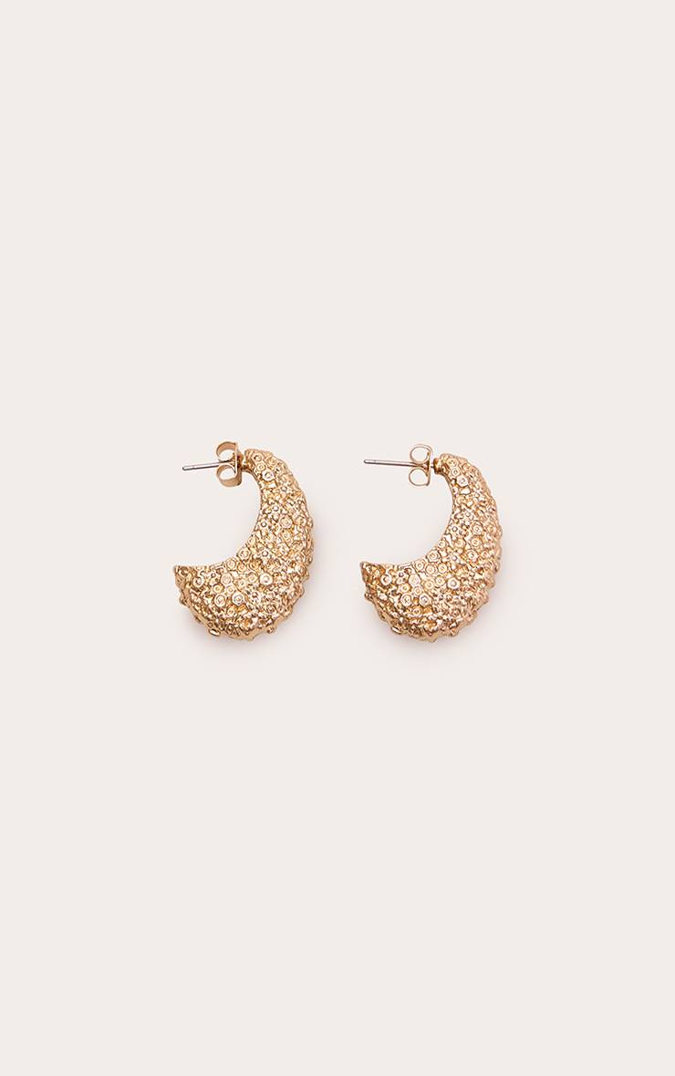 Doré Boucles D'oreilles Créoles Volumineuses Effet Fondu