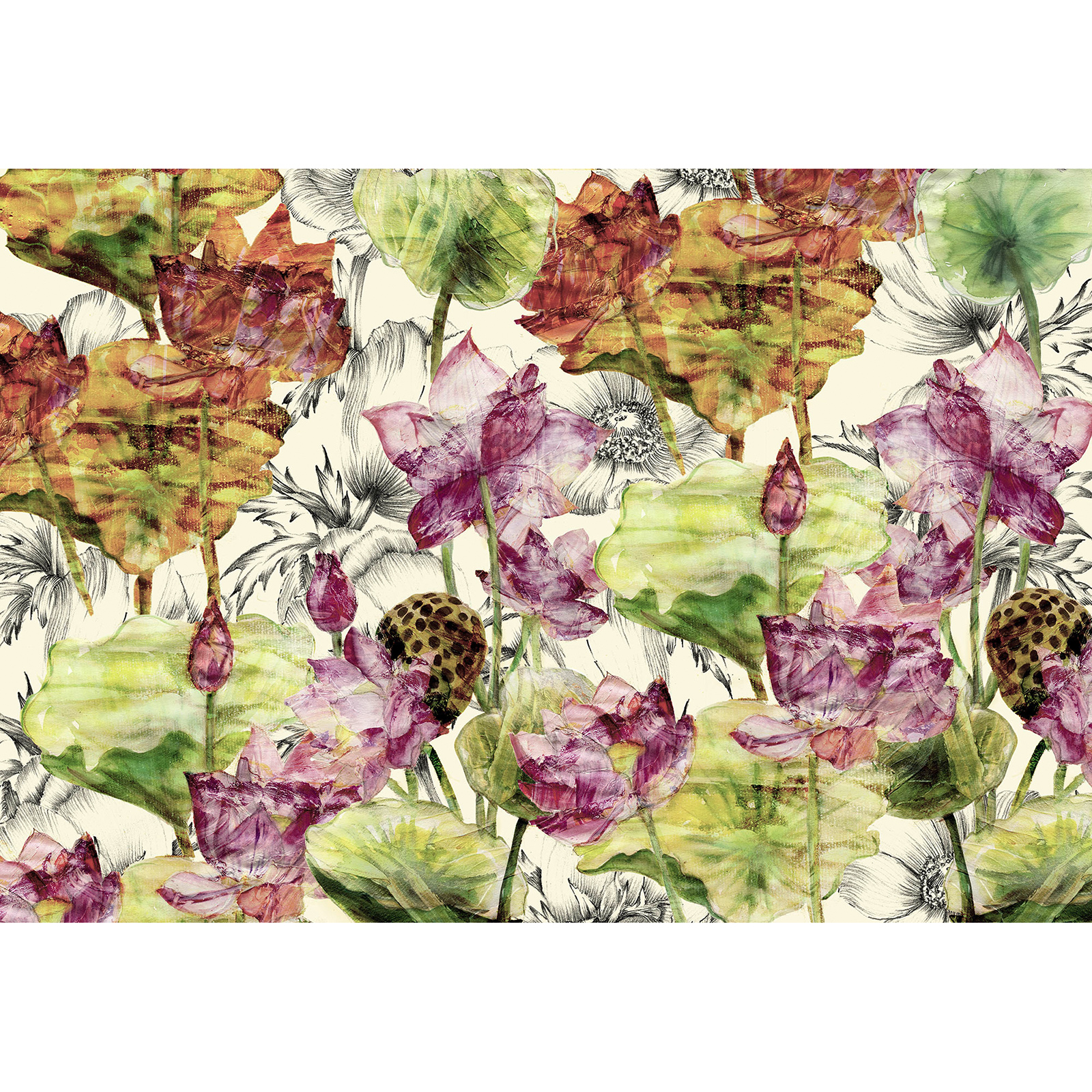 Vlies-Fototapete LOTUS - bunt - 368x248 cm