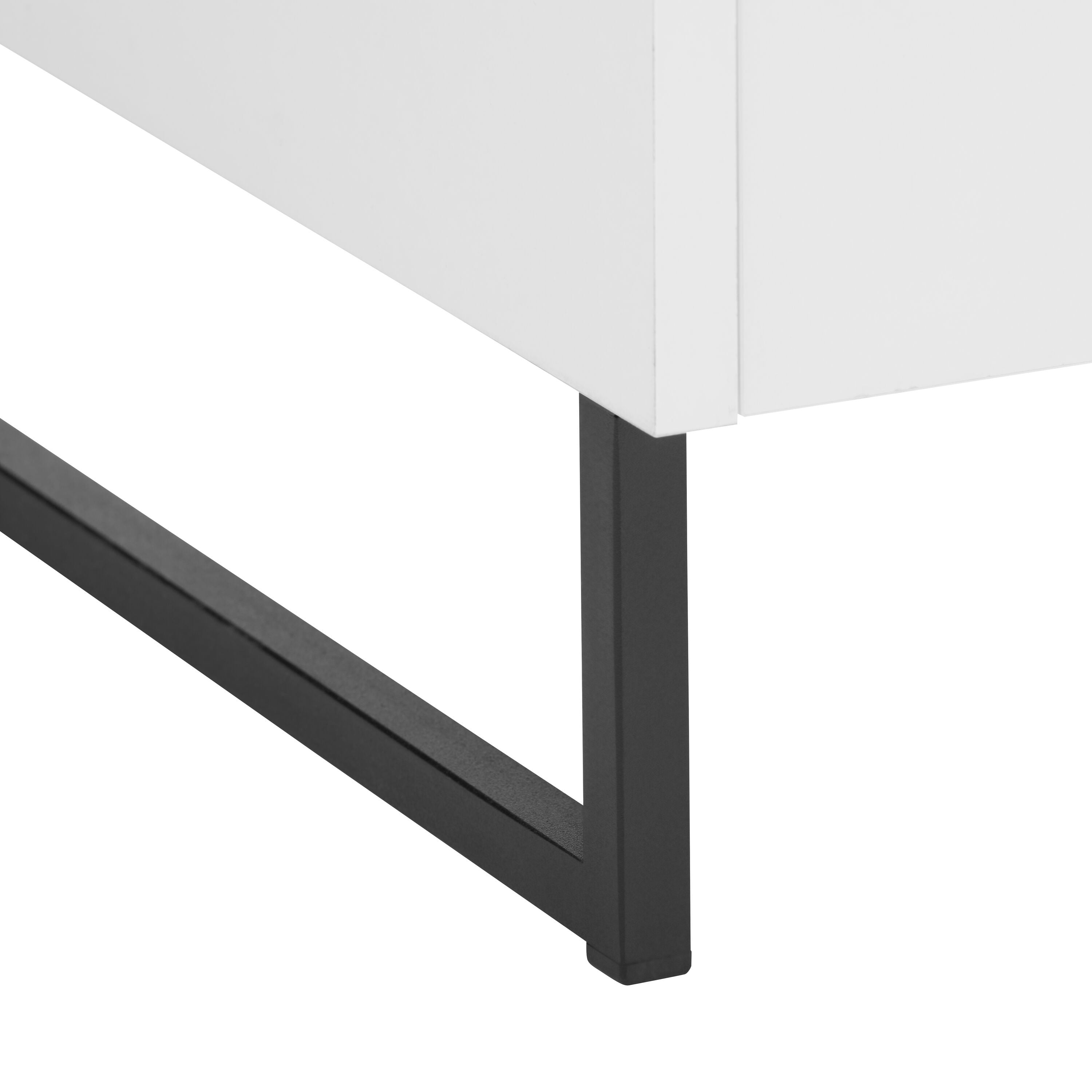 CAITLYN Schuhschr.2 Türen ws, Füs Met sz - Weiss / Schwarz / B: 100.0 cm x T: 39.0 cm x H: 90.0 cm