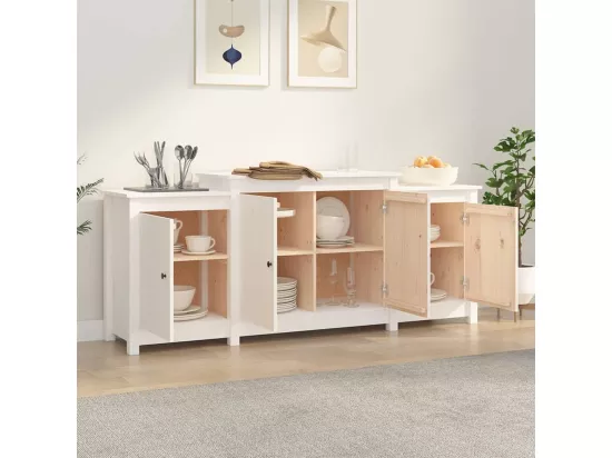 Buffet Blanc 164x37x68 cm Bois massif de pin