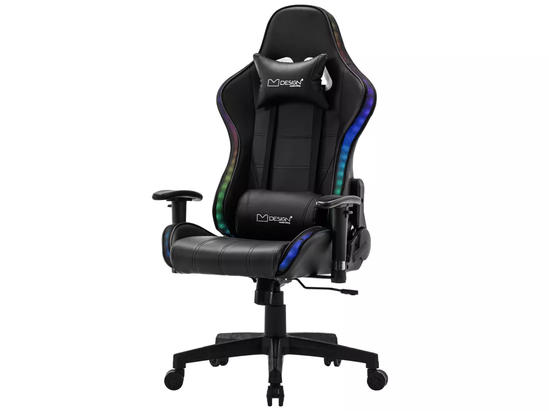 Chaise de jeu ergonomique avec LEDs fauteuil de bureau noir avec bluetooth boxes