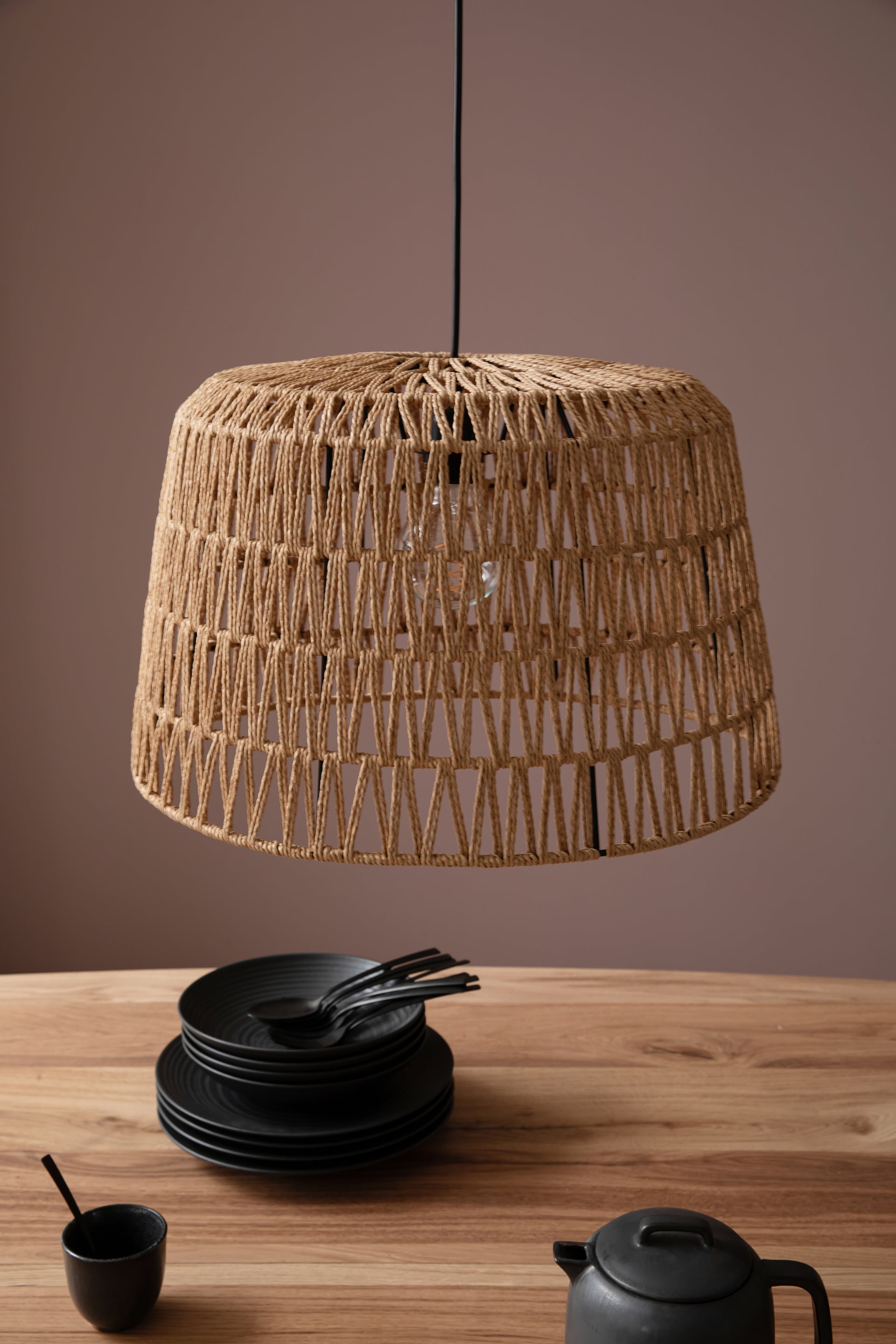 easy! by FHL Retrofit Pendelleuchte Macra beige 46x46cm H140cm