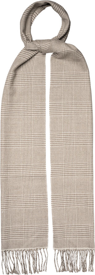 ETON Beige Prince Of Wales Merino Wool Scarf Lysebrun