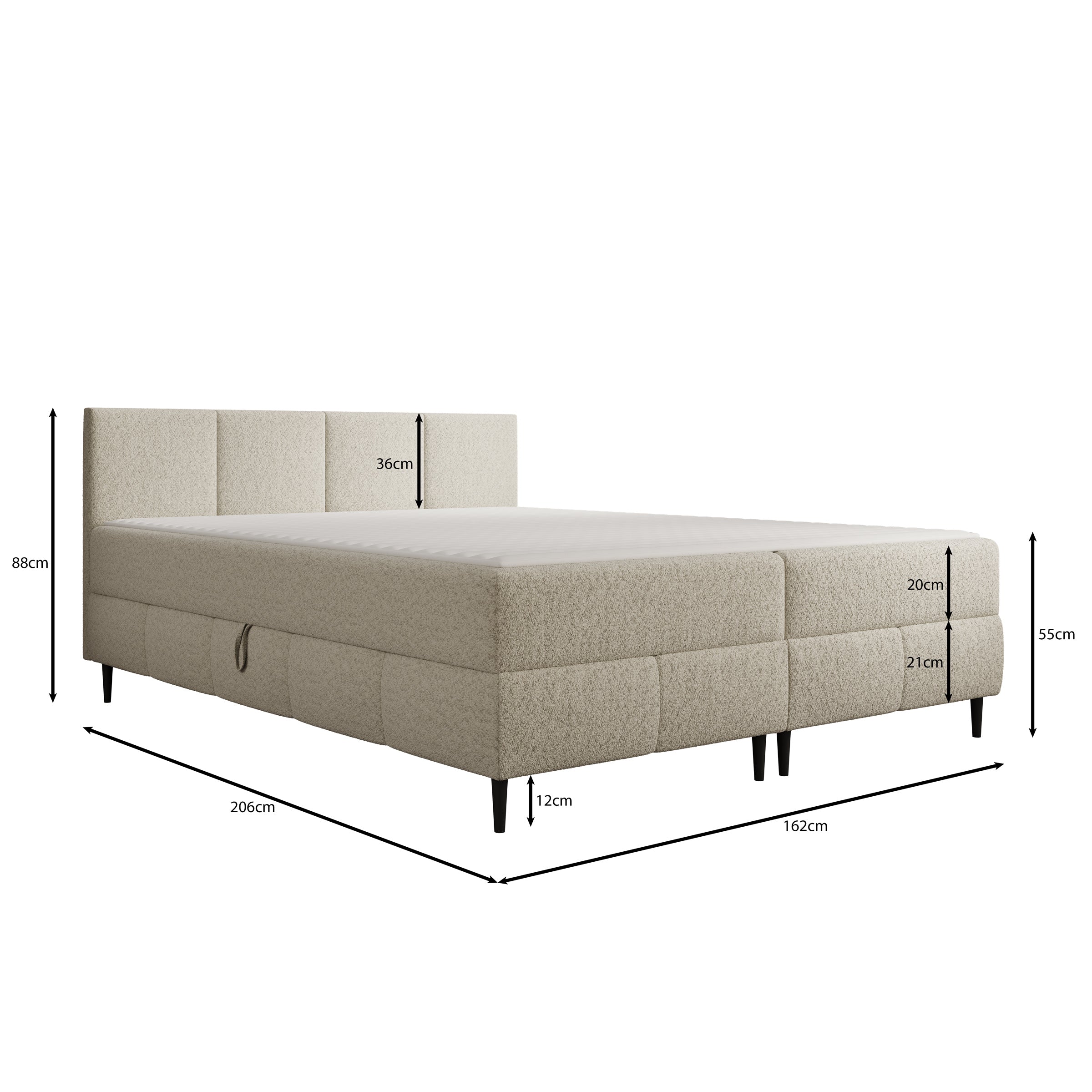 Brisa - Boxspring met opbergruimte - Teddystof beige - 160x200 cm