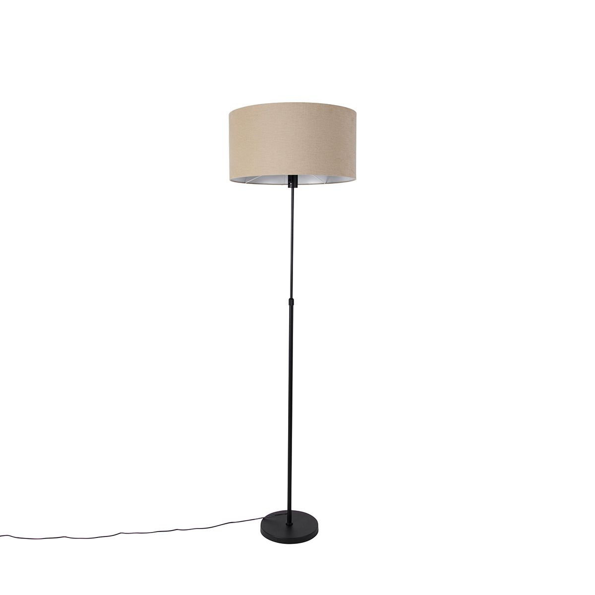 Vloerlamp zwart verstelbaar met kap lichtbruin 50 cm - Parte